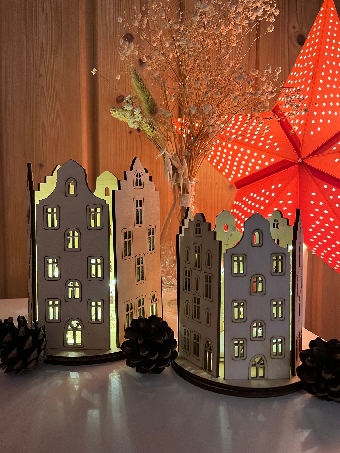 Lichter Häuschen Windlicht