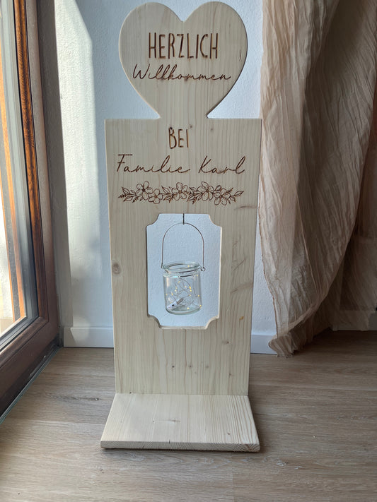 Personalisierter Holzaufsteller, Deko für den Eingangsbereich, Personalisiertes Hochzeitsgeschenk