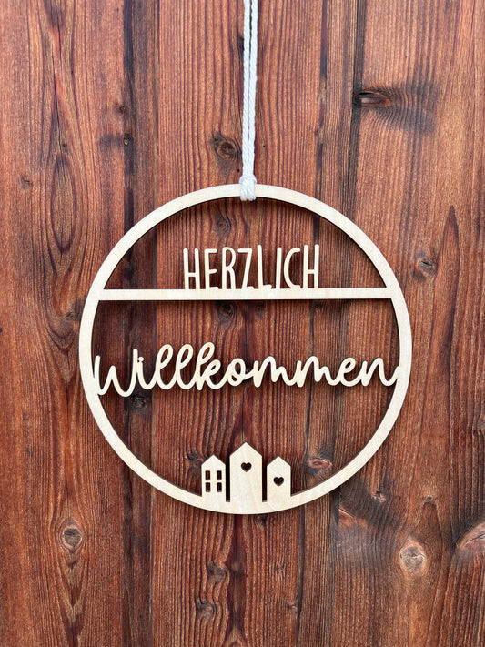 Türschild/Türkranz „Herzlich Willkommen“